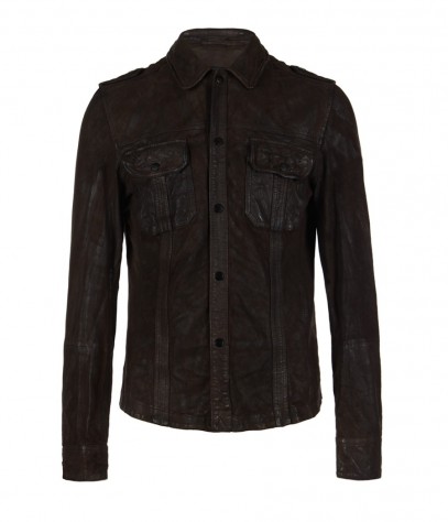 Hartwell Leather Shirt, Men, Leathers, AllSaints Spitalfields