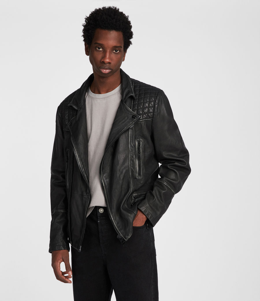 Cargo Leather Biker Jacket, Men, Leathers, AllSaints Spitalfields