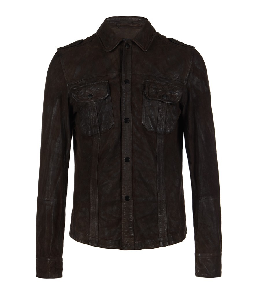 Hartwell Leather Shirt, Men, Leathers, AllSaints Spitalfields